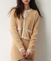 配色シャギーニットカーディガンsdpxyf6337 ブラウン