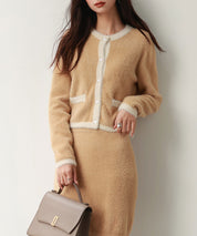 配色シャギーニットカーディガンsdpxyf6337 ブラウン