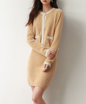 配色シャギーニットカーディガンsdpxyf6337 ブラウン