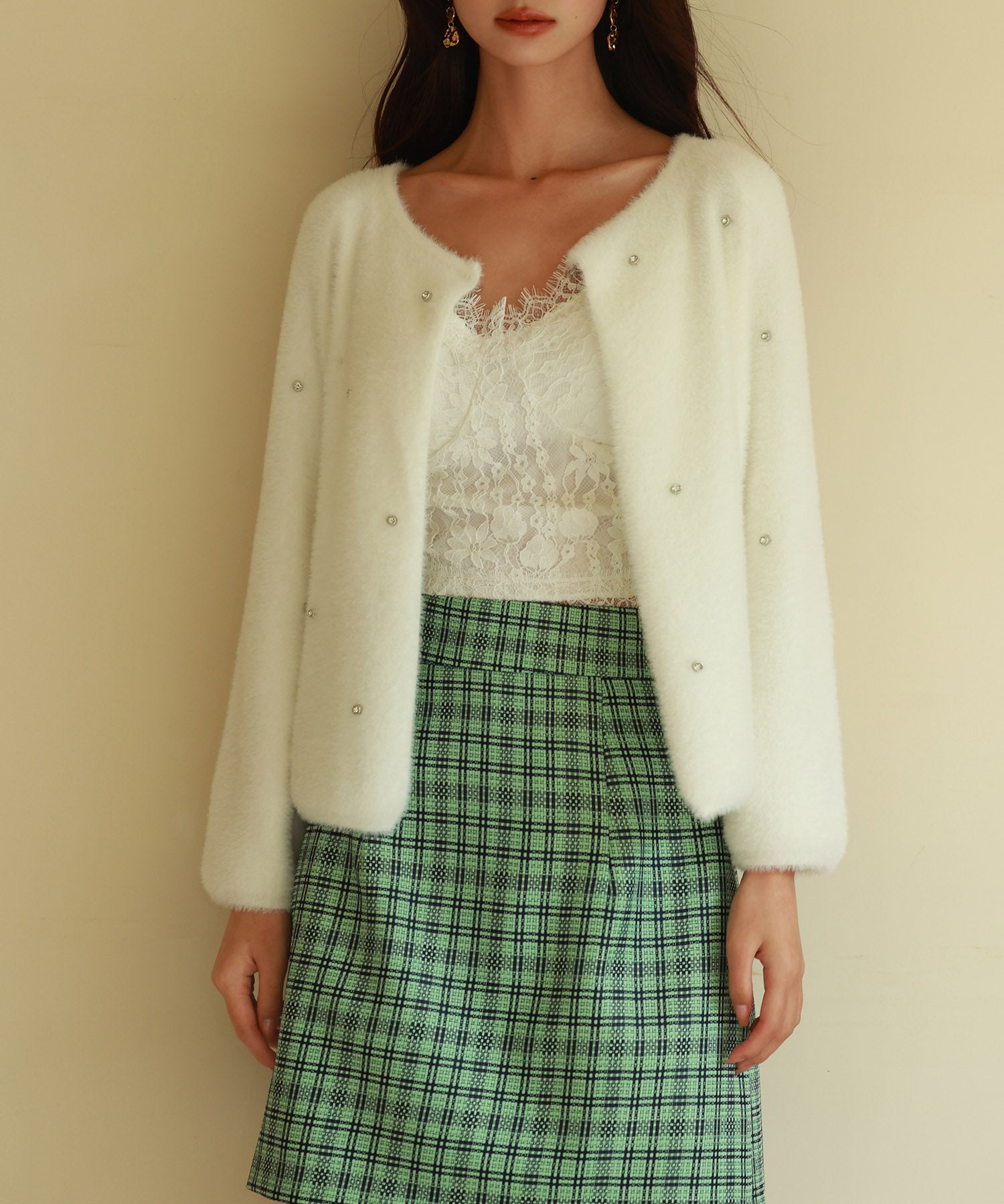 ダイヤモンドビジューニットカーディガンsdpxyf6356 ホワイト