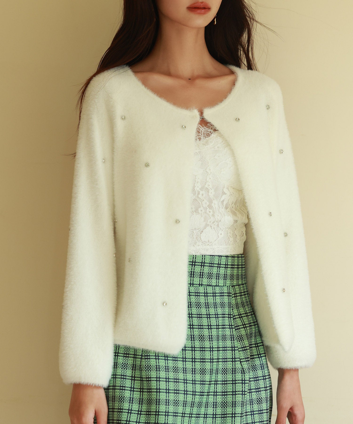 ダイヤモンドビジューニットカーディガンsdpxyf6356 ホワイト