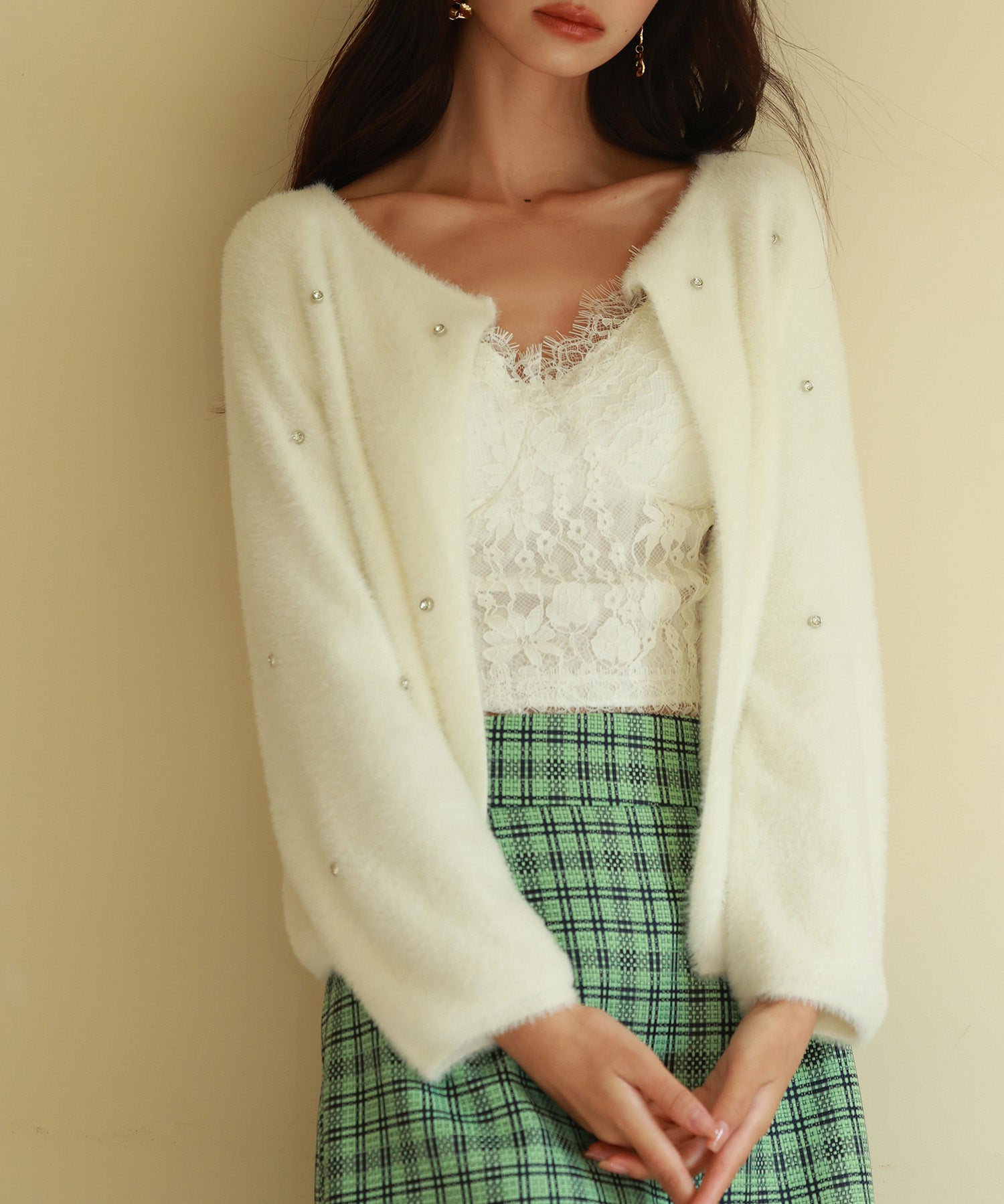 ダイヤモンドビジューニットカーディガンsdpxyf6356 ホワイト