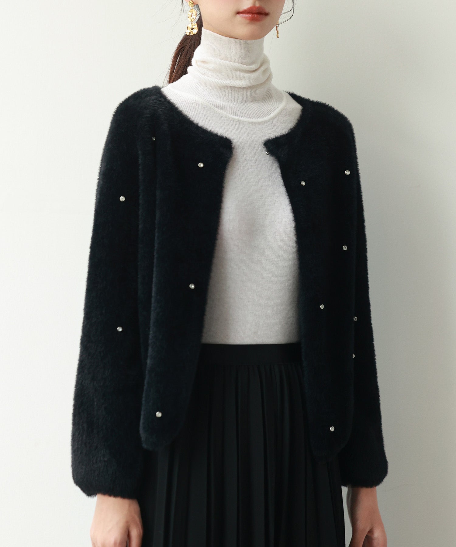 ダイヤモンドビジューニットカーディガンsdpxyf6356 ブラック