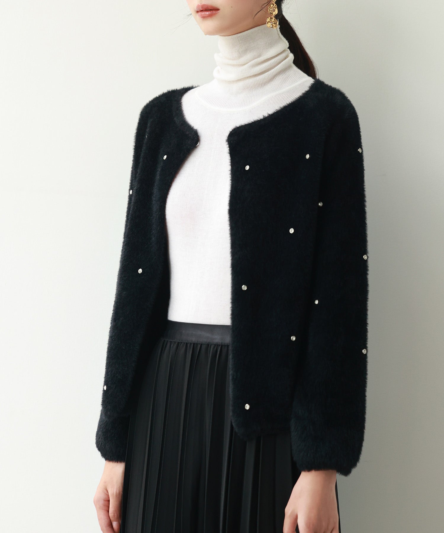 ダイヤモンドビジューニットカーディガンsdpxyf6356 ブラック