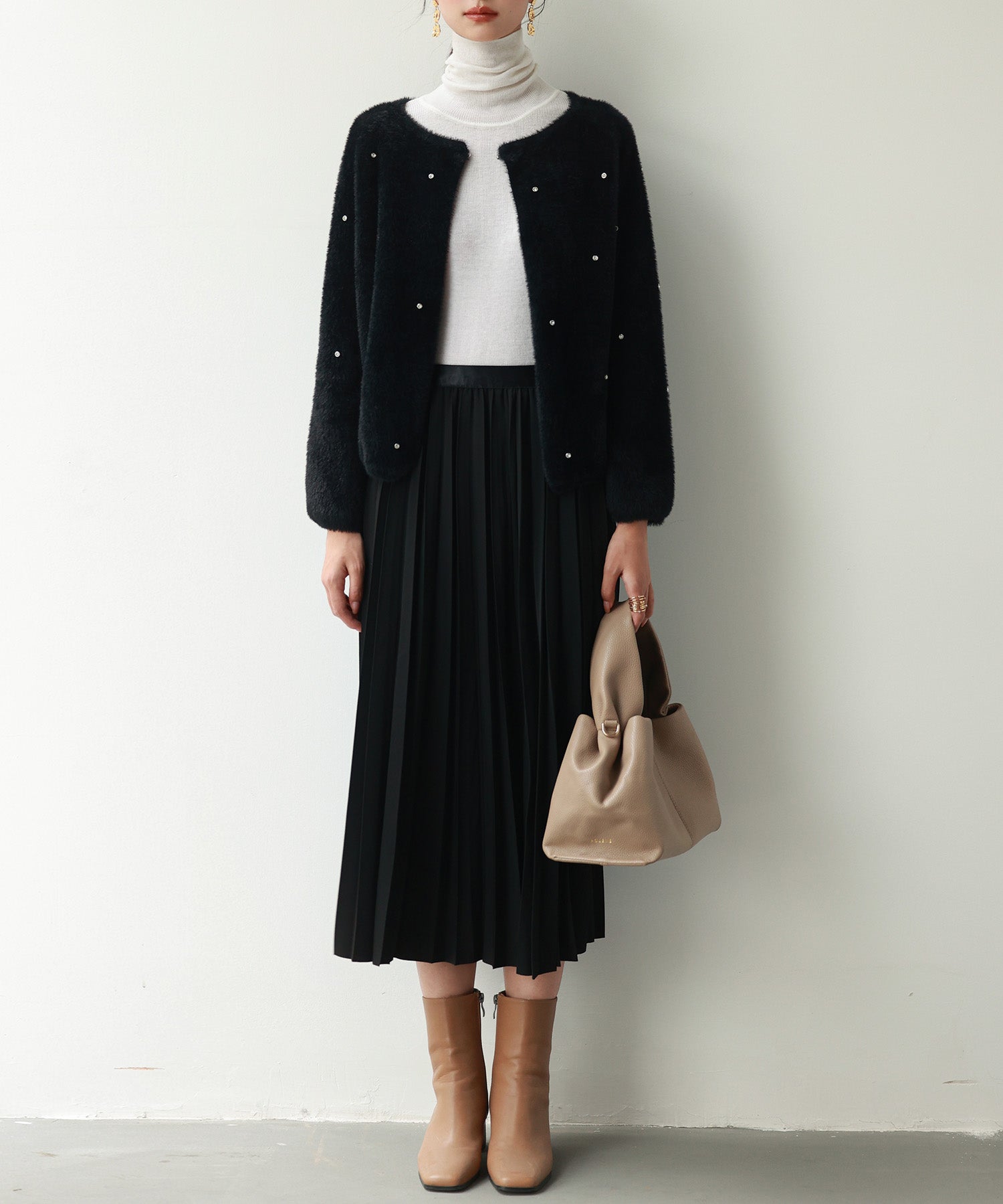 ダイヤモンドビジューニットカーディガンsdpxyf6356 ブラック