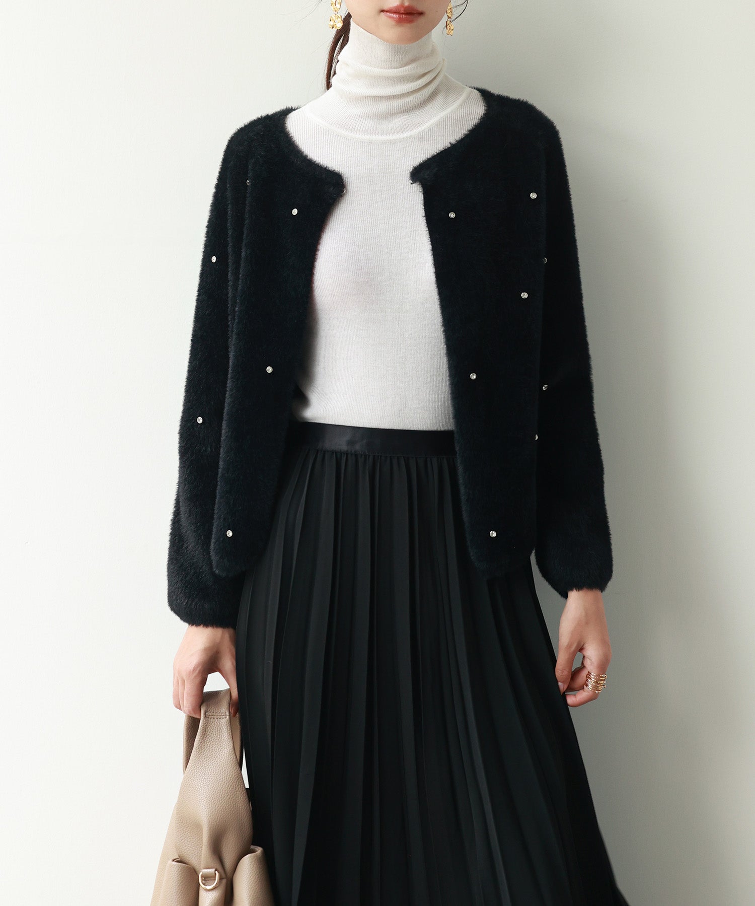 ダイヤモンドビジューニットカーディガンsdpxyf6356 ブラック