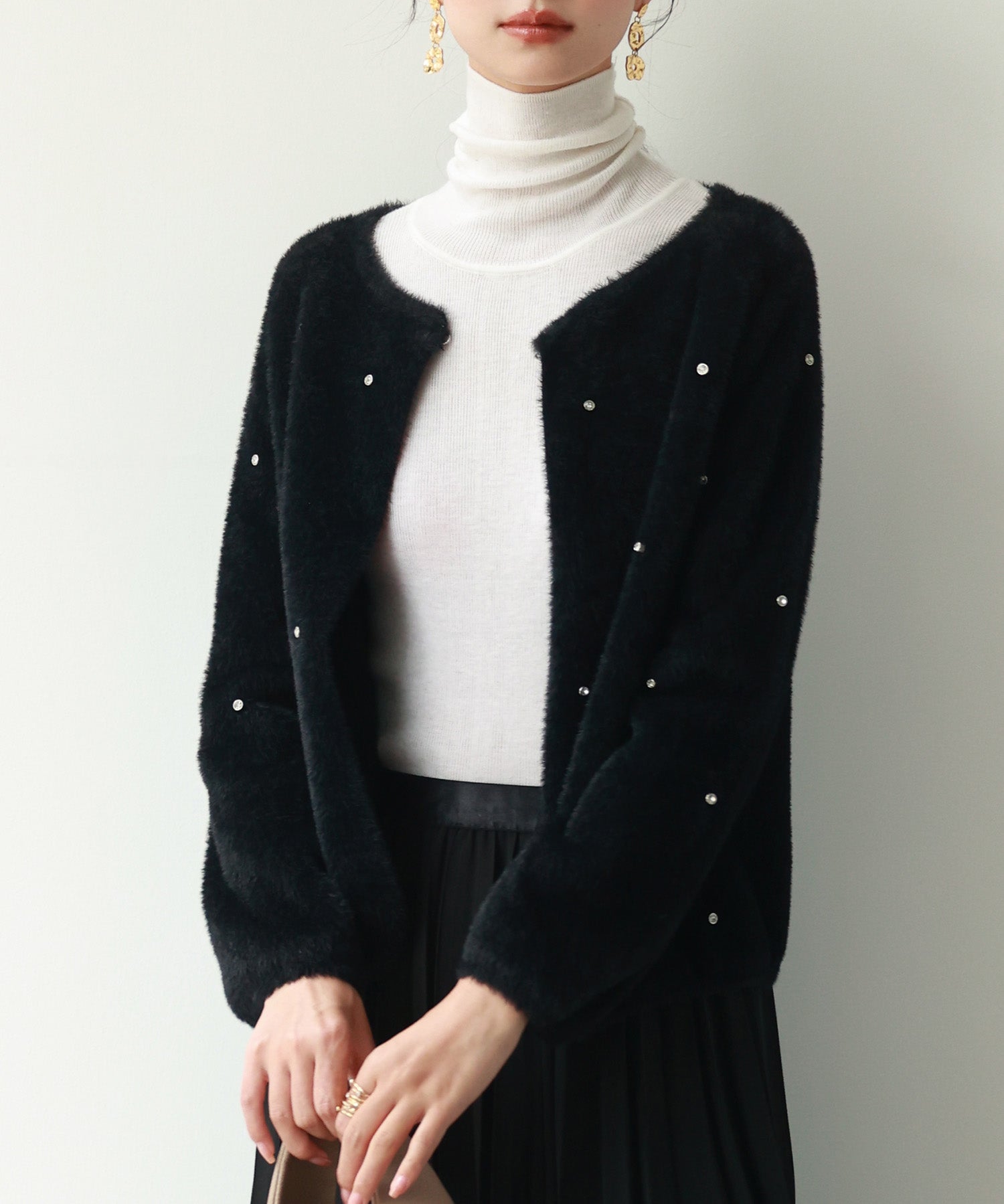 ダイヤモンドビジューニットカーディガンsdpxyf6356 ブラック