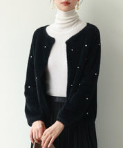 ダイヤモンドビジューニットカーディガンsdpxyf6356 ブラック