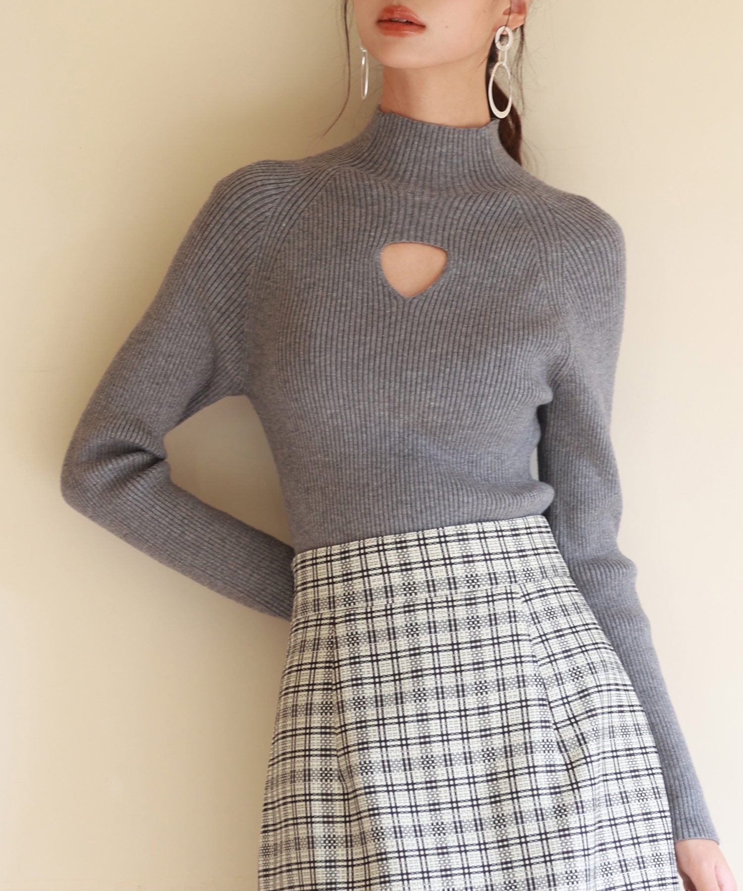 プチハイネックリブ編みニットプルオーバーsdpxyf6389-103-18