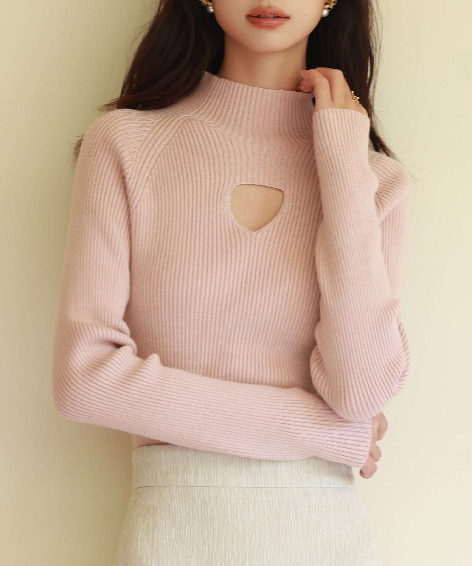 プチハイネックリブ編みニットプルオーバーsdpxyf6389-103-26