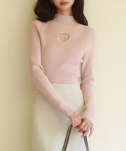 プチハイネックリブ編みニットプルオーバーsdpxyf6389 ピンク