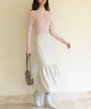 プチハイネックリブ編みニットプルオーバーsdpxyf6389 ピンク