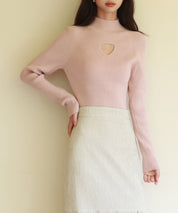 プチハイネックリブ編みニットプルオーバーsdpxyf6389 ピンク