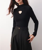 プチハイネックリブ編みニットプルオーバーsdpxyf6389 ブラック