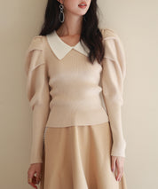 配色カラーマトンスリーブニットプルオーバーsdpxyf6502-103-14