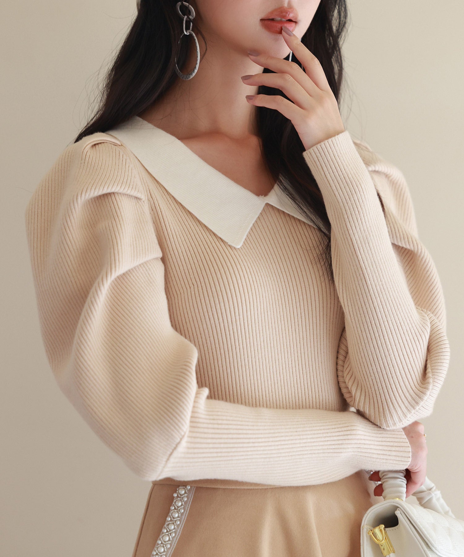 配色カラーマトンスリーブニットプルオーバーsdpxyf6502