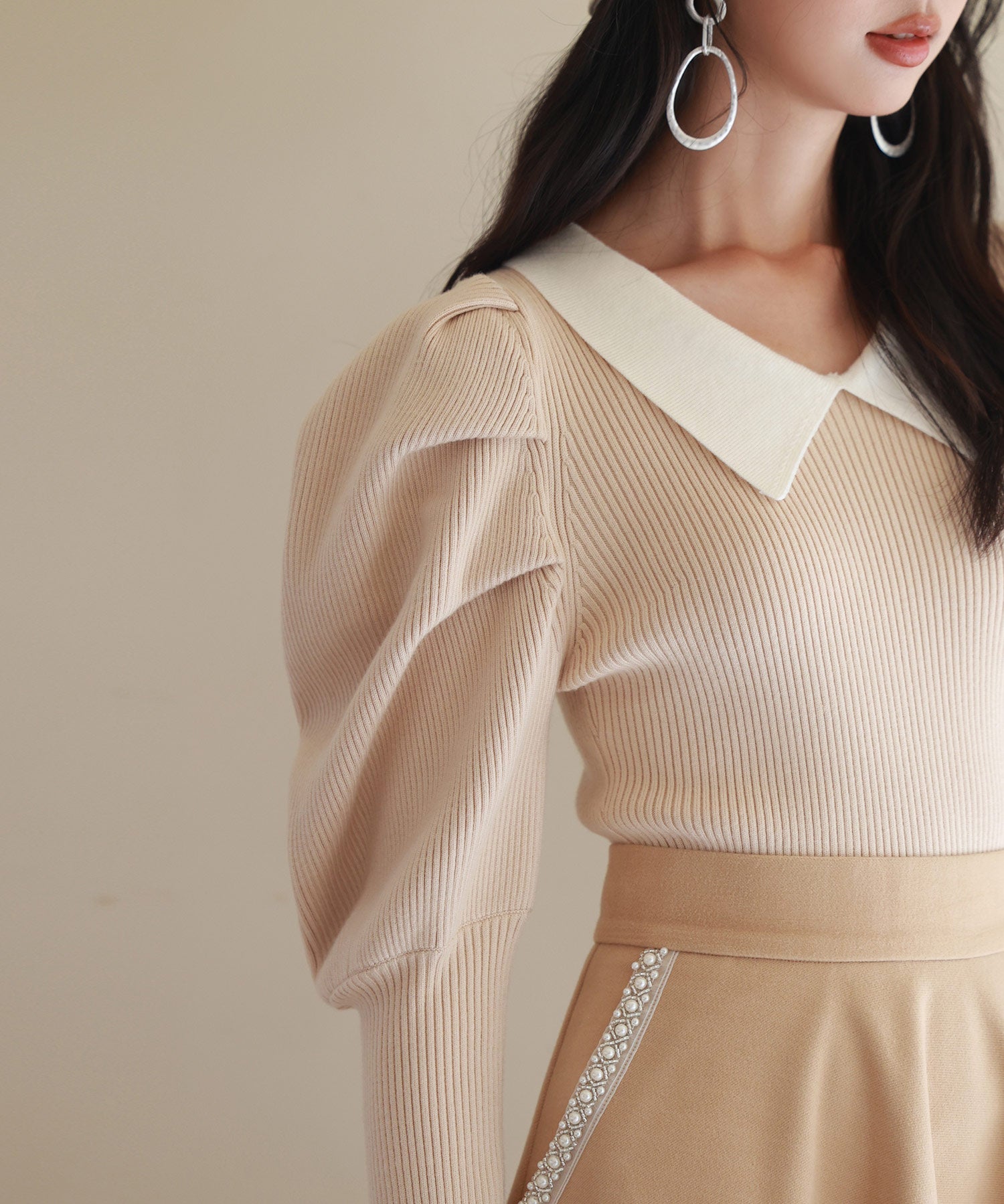 配色カラーマトンスリーブニットプルオーバーsdpxyf6502