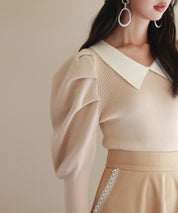 配色カラーマトンスリーブニットプルオーバーsdpxyf6502