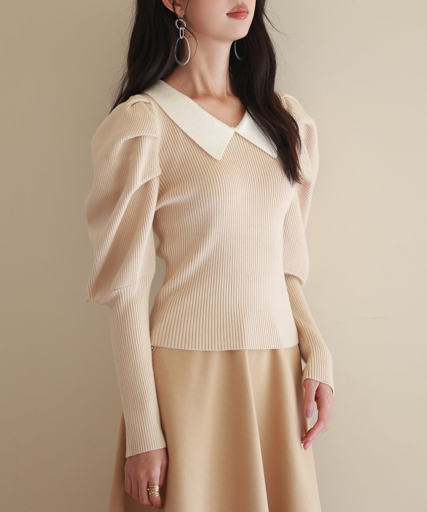 配色カラーマトンスリーブニットプルオーバーsdpxyf6502