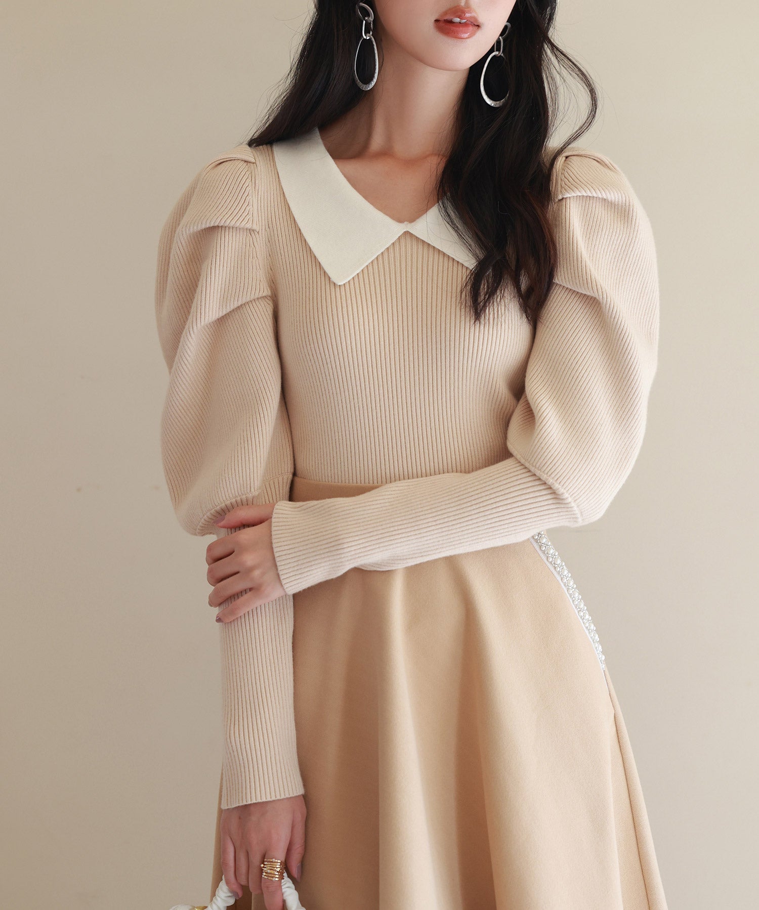 配色カラーマトンスリーブニットプルオーバーsdpxyf6502