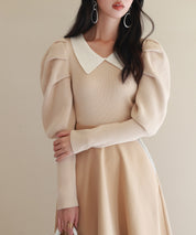 配色カラーマトンスリーブニットプルオーバーsdpxyf6502