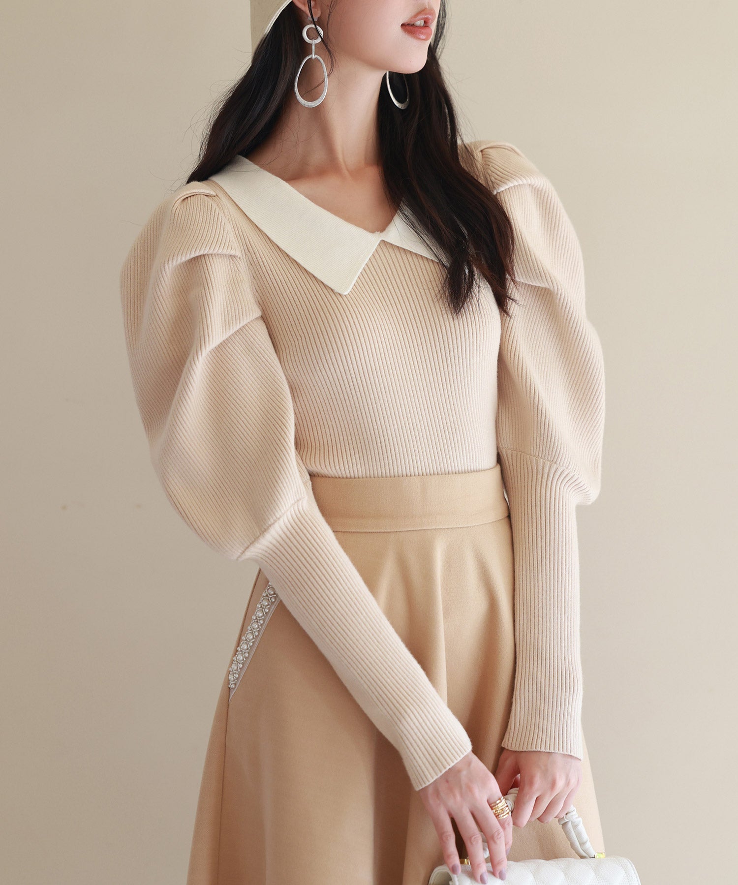 配色カラーマトンスリーブニットプルオーバーsdpxyf6502