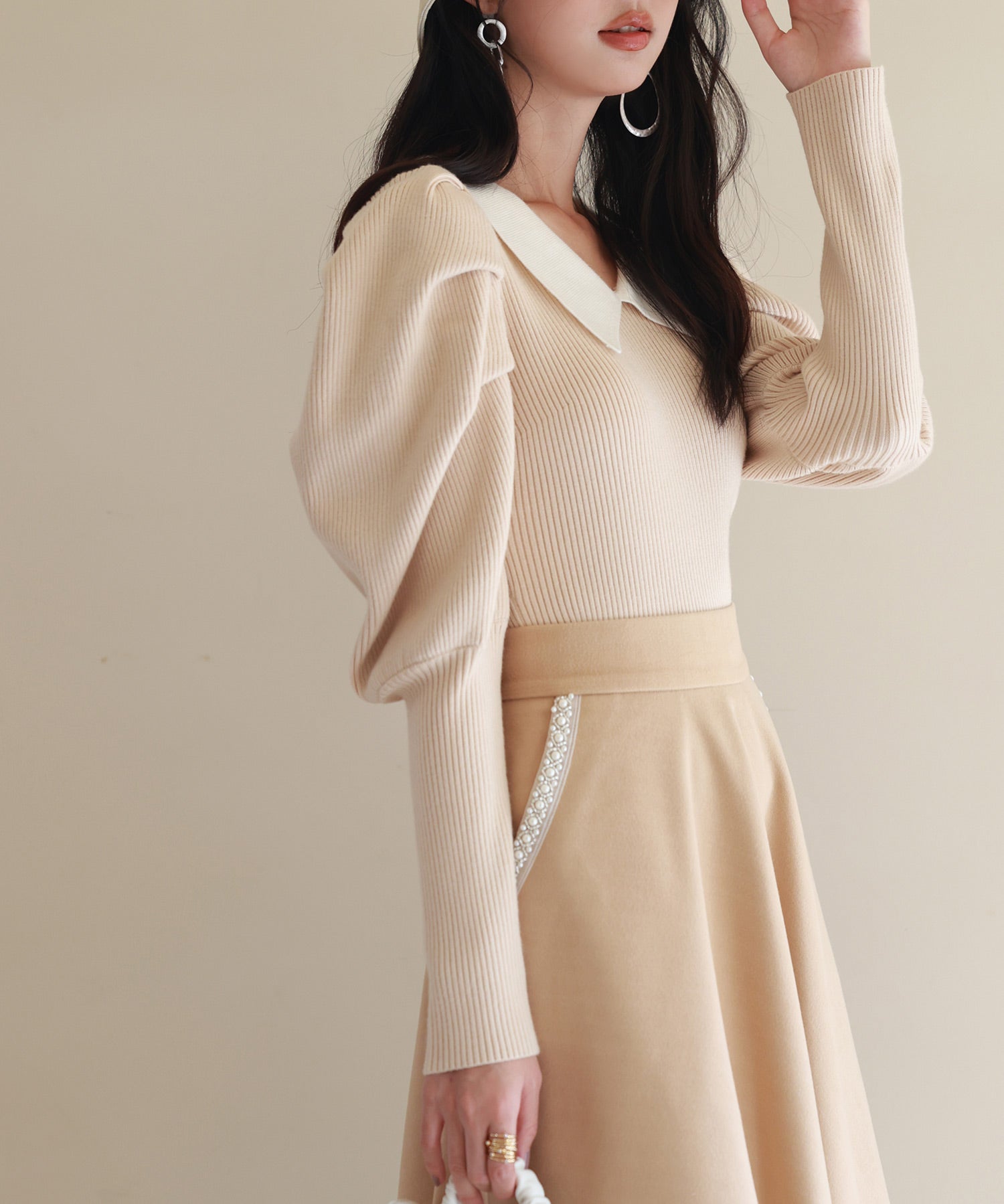 配色カラーマトンスリーブニットプルオーバーsdpxyf6502