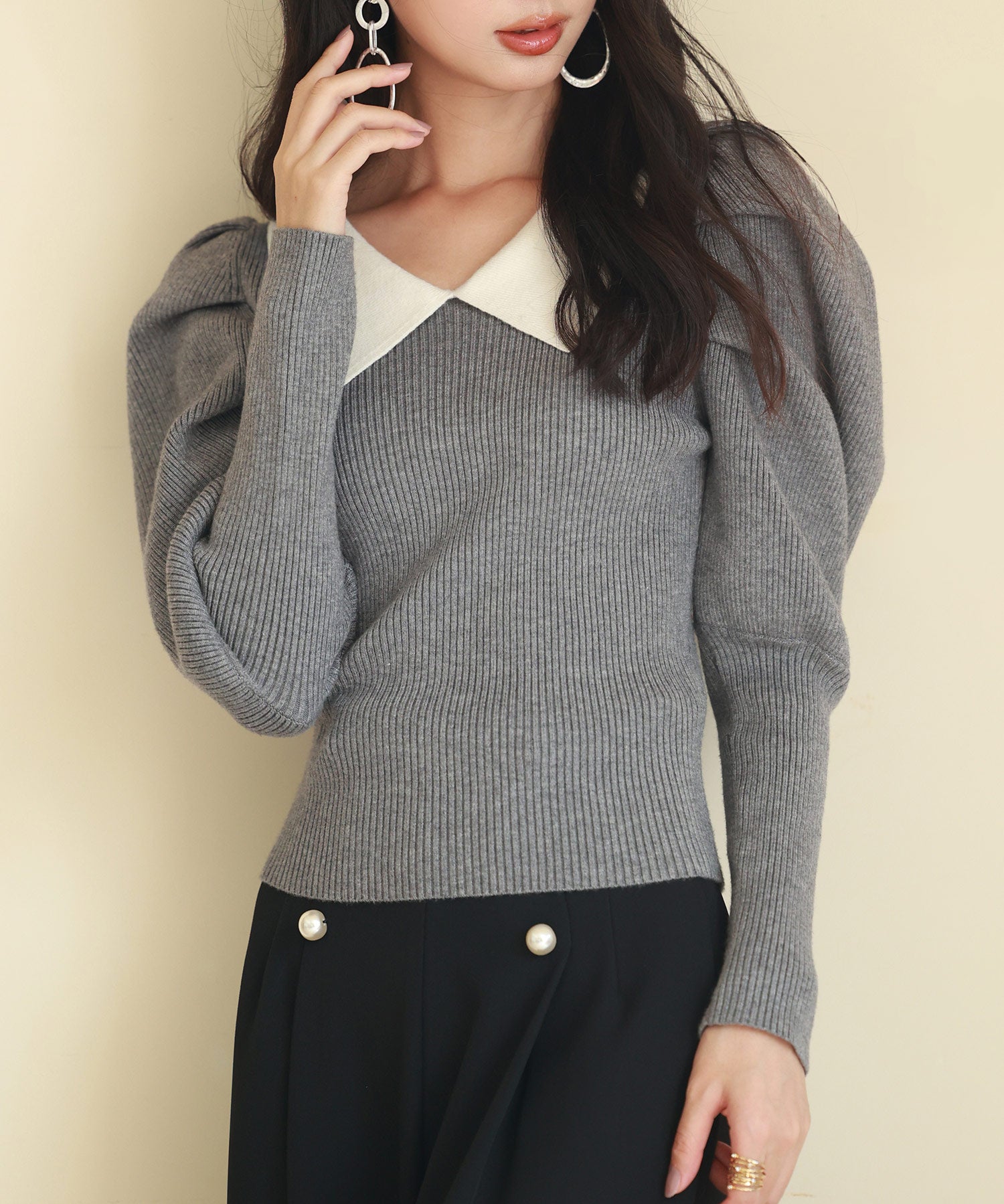 配色カラーマトンスリーブニットプルオーバーsdpxyf6502-103-18