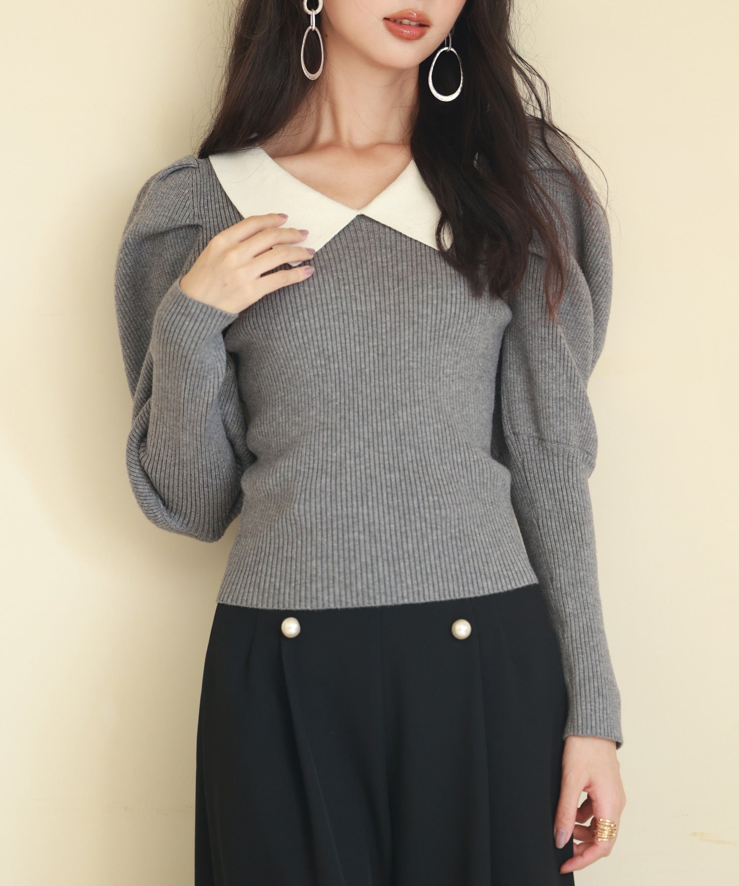 配色カラーマトンスリーブニットプルオーバーsdpxyf6502