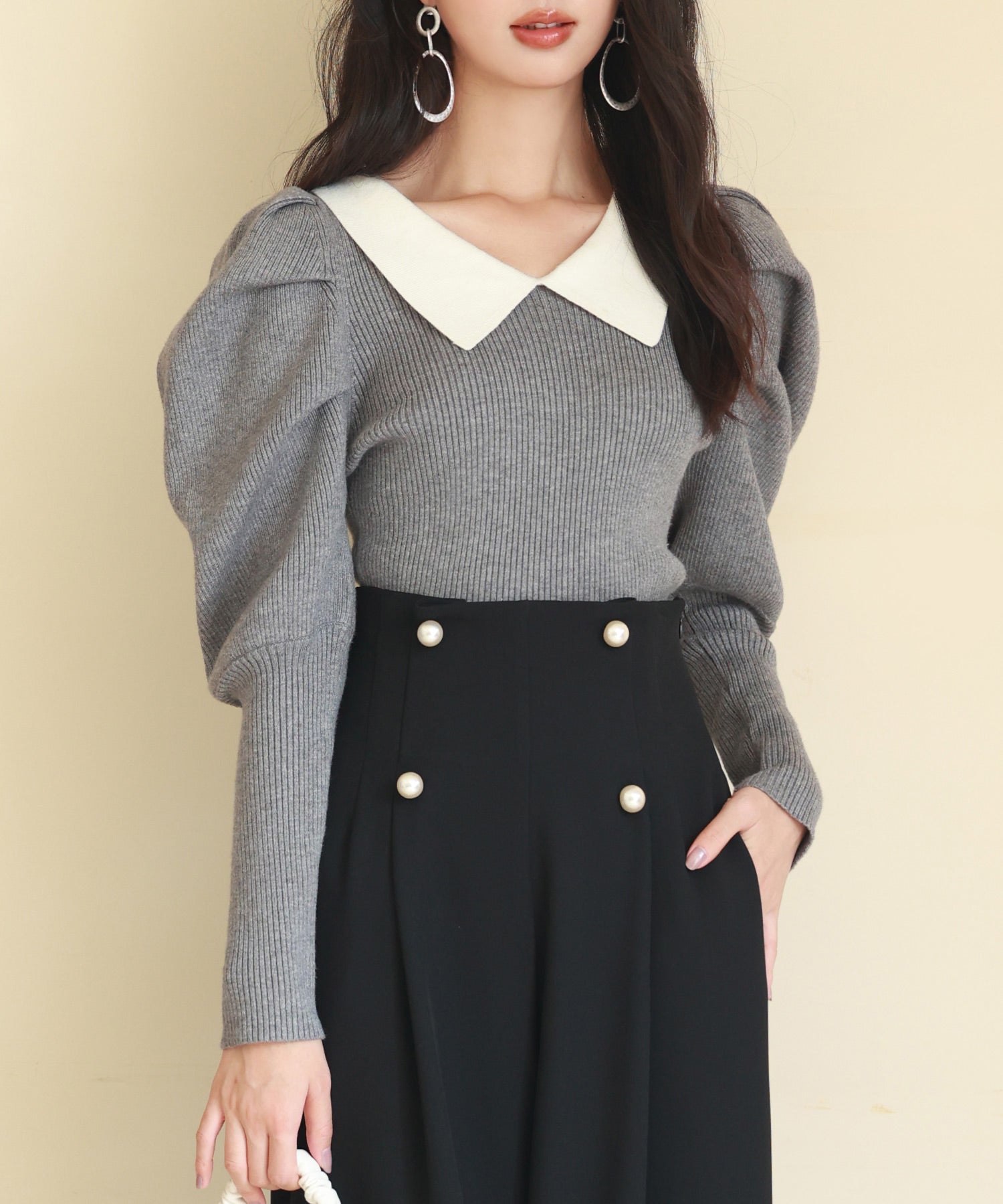 配色カラーマトンスリーブニットプルオーバーsdpxyf6502