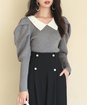 配色カラーマトンスリーブニットプルオーバーsdpxyf6502