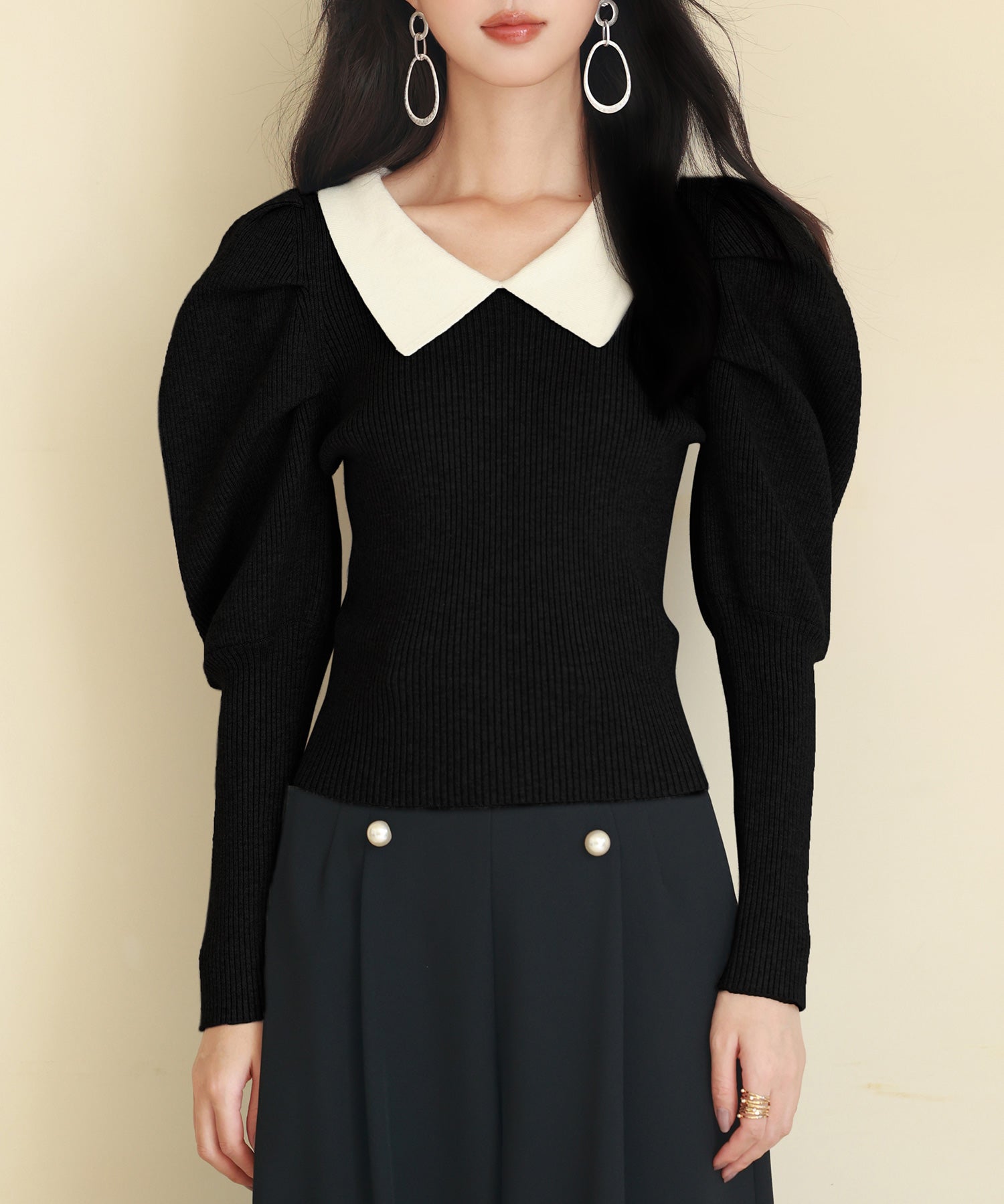 配色カラーマトンスリーブニットプルオーバーsdpxyf6502