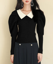 配色カラーマトンスリーブニットプルオーバーsdpxyf6502