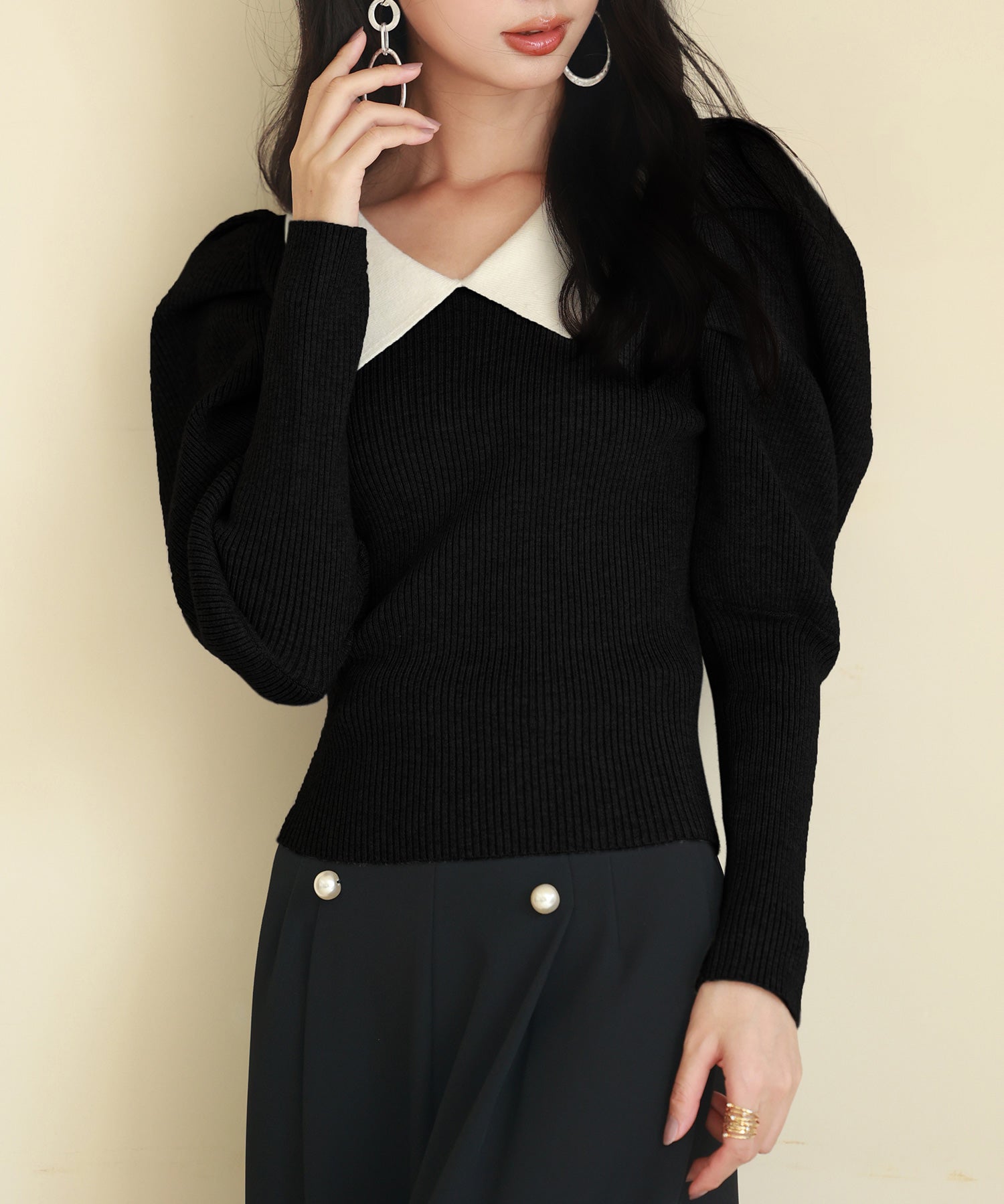 配色カラーマトンスリーブニットプルオーバーsdpxyf6502