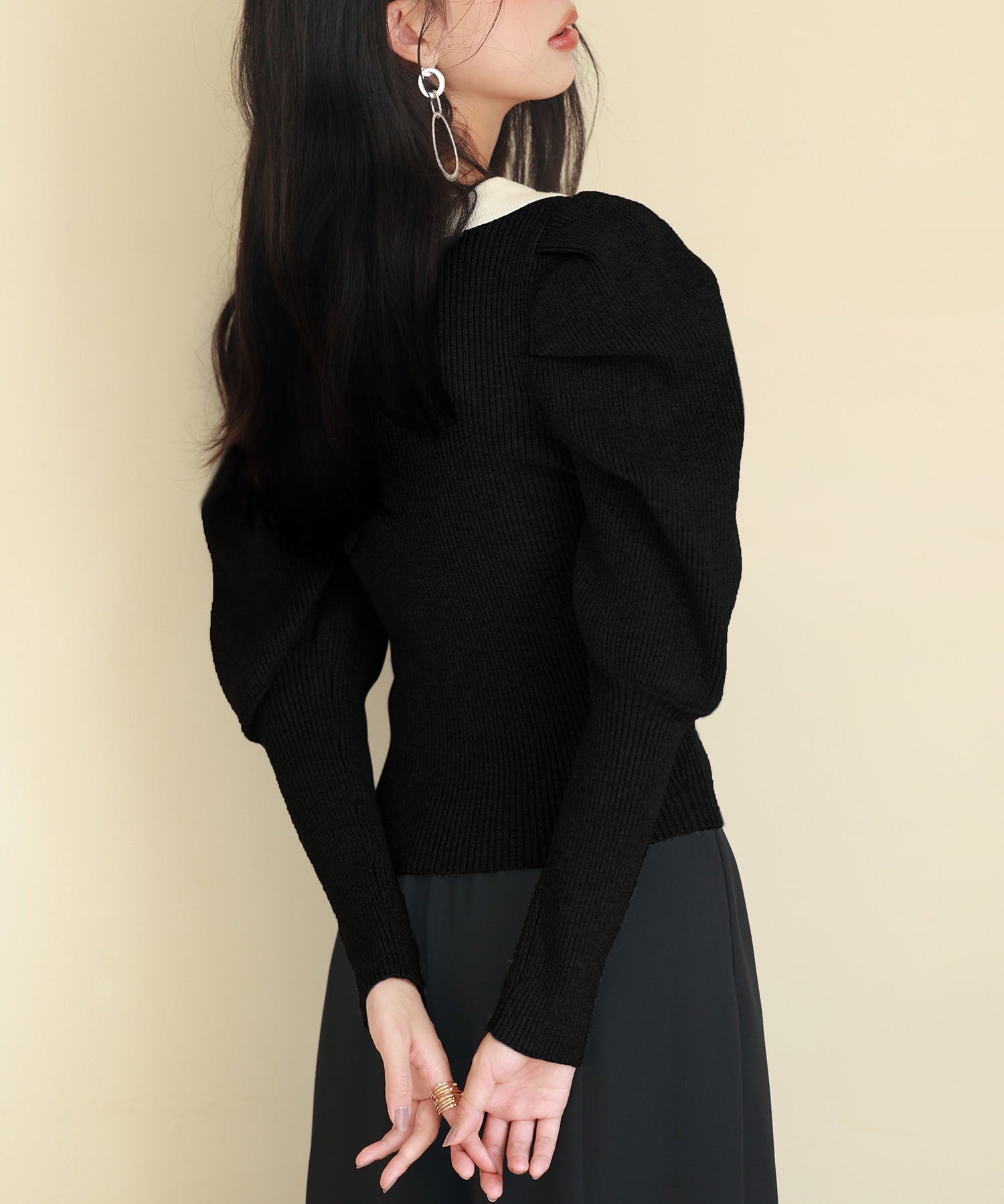 配色カラーマトンスリーブニットプルオーバーsdpxyf6502