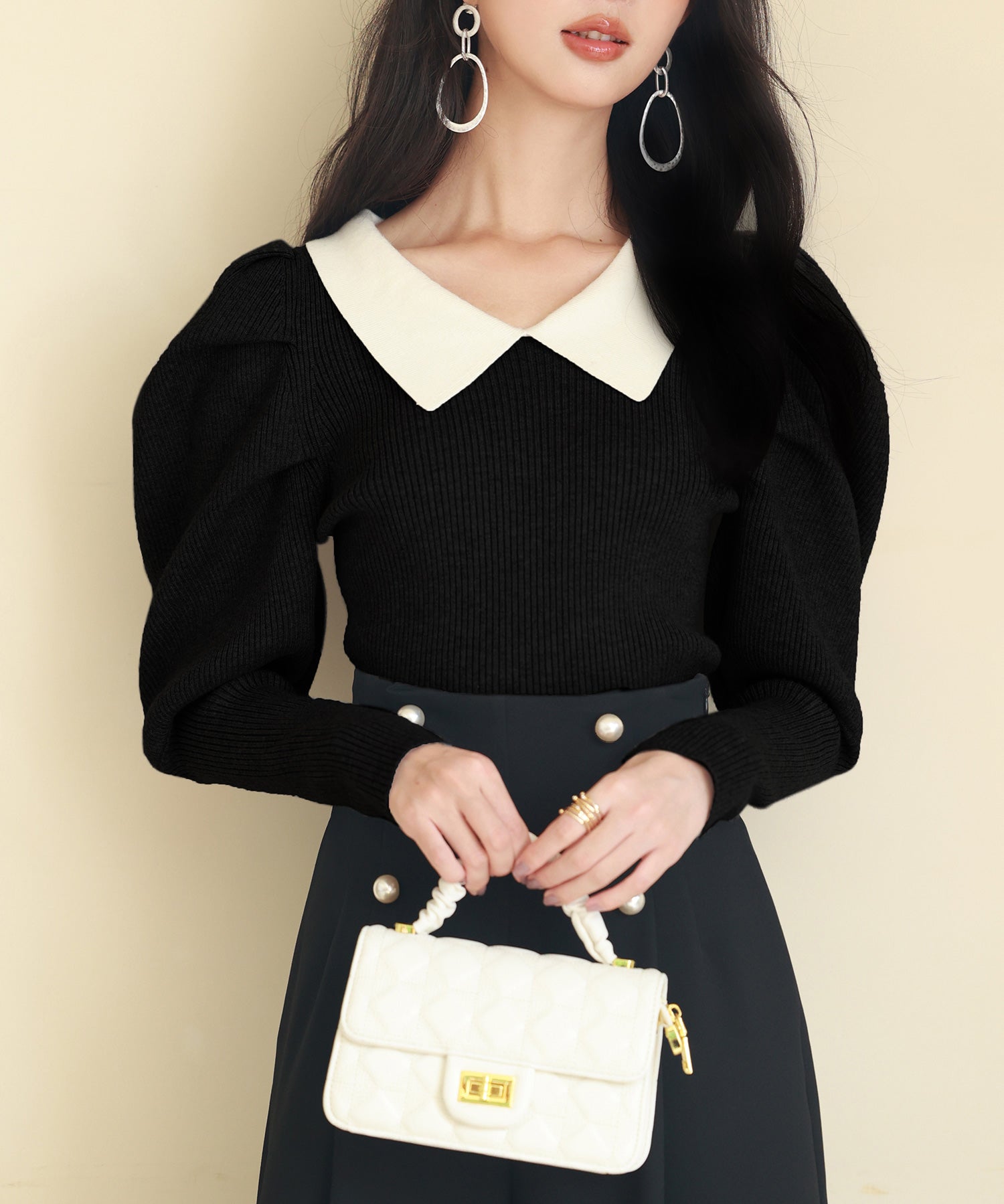 配色カラーマトンスリーブニットプルオーバーsdpxyf6502