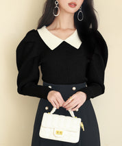 配色カラーマトンスリーブニットプルオーバーsdpxyf6502