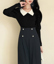 配色カラーマトンスリーブニットプルオーバーsdpxyf6502