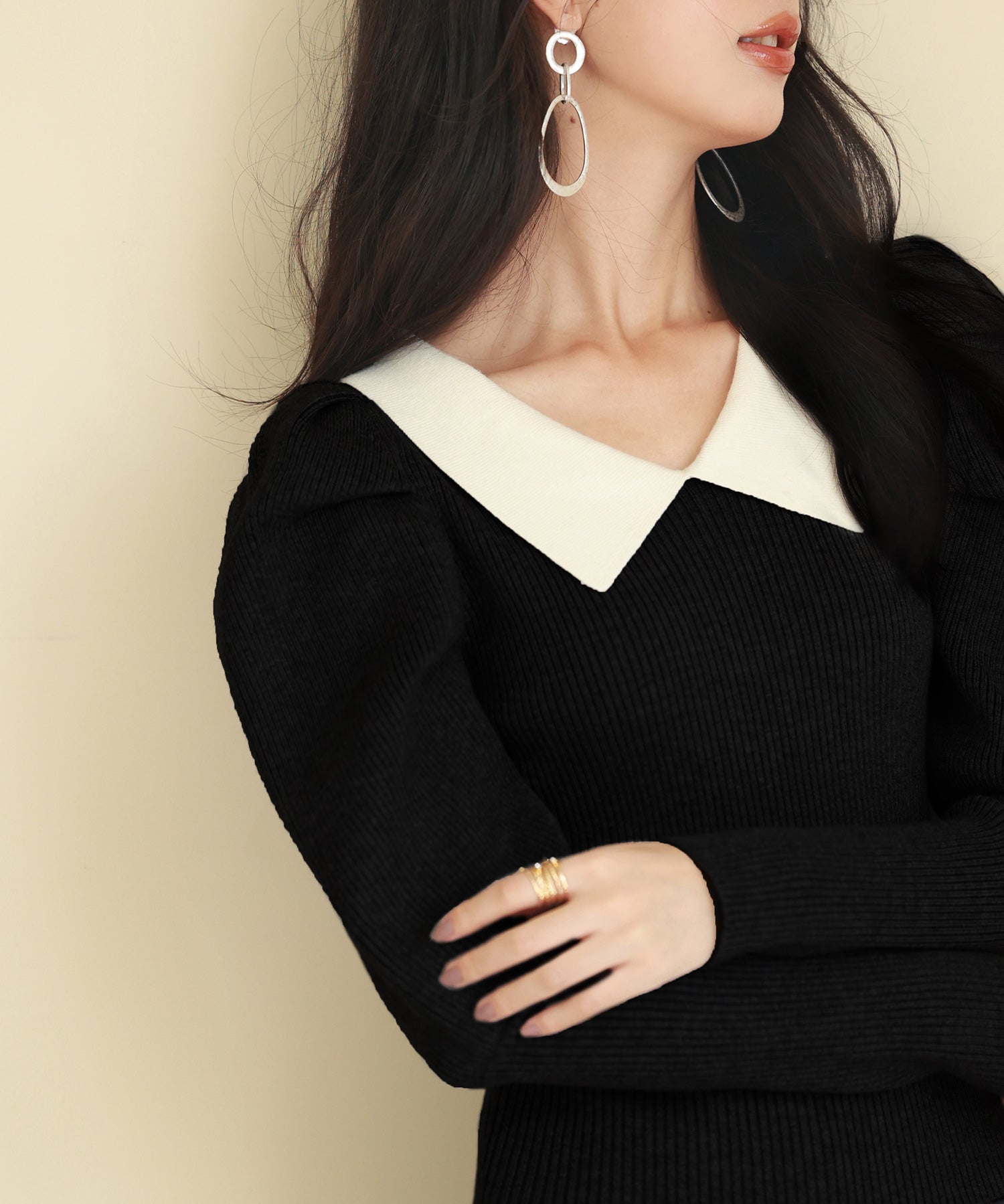 配色カラーマトンスリーブニットプルオーバーsdpxyf6502