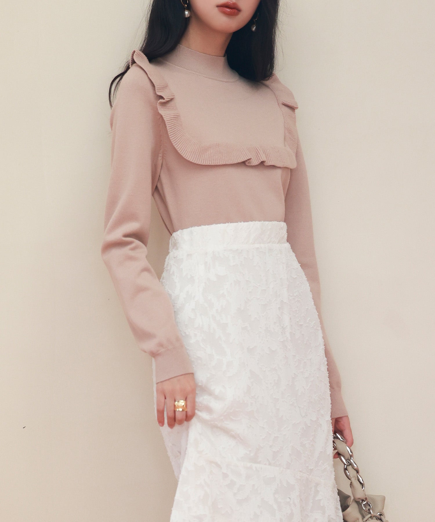 胸元フリルプチハイネックニットプルオーバーsdpxyf6507