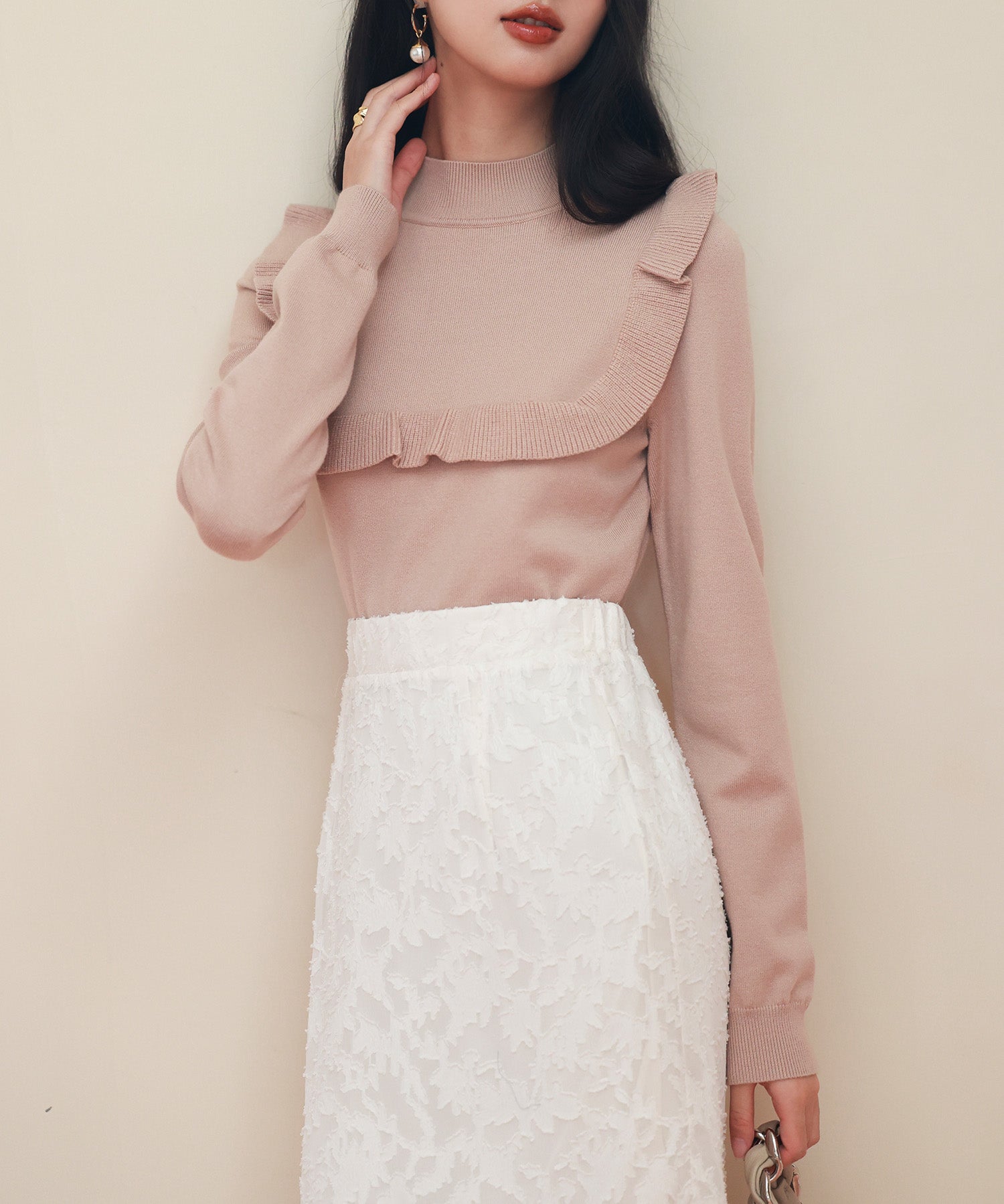 胸元フリルプチハイネックニットプルオーバーsdpxyf6507