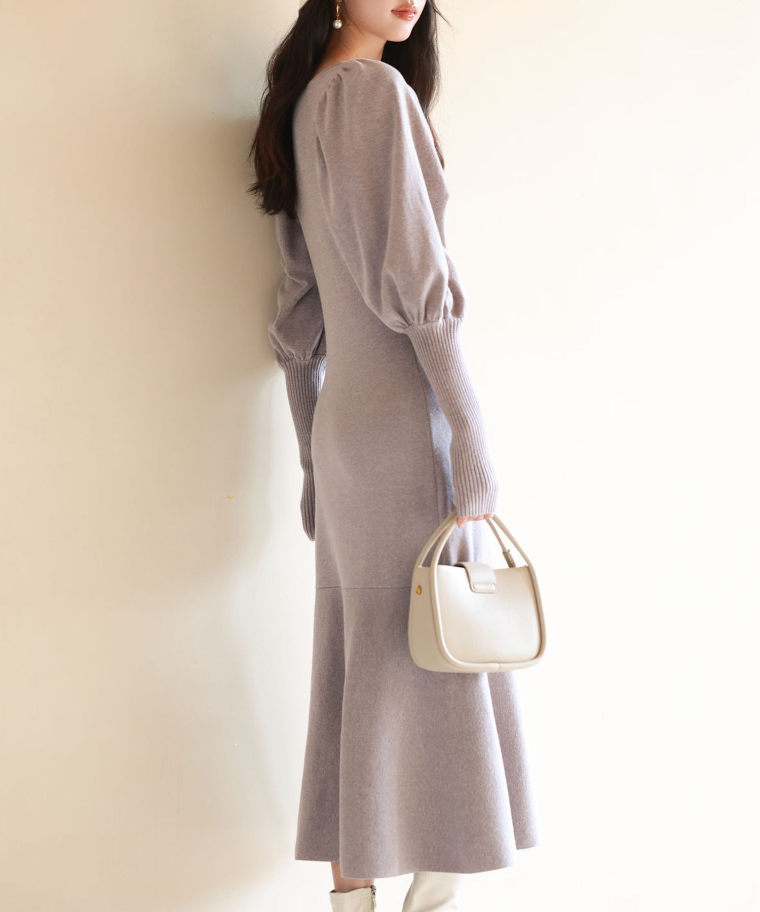 マトンスリーブニットミモレ丈ワンピースsdpxyf6521