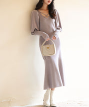 マトンスリーブニットミモレ丈ワンピースsdpxyf6521