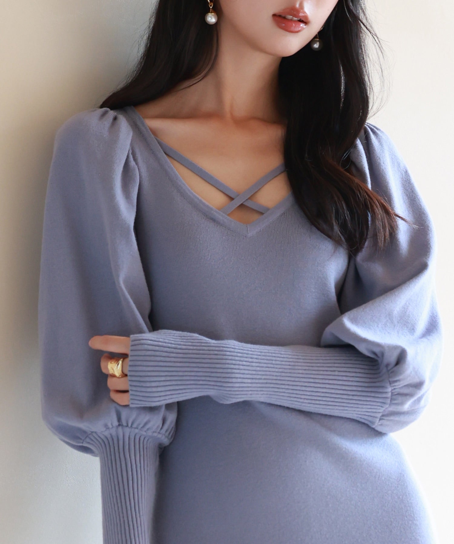 マトンスリーブニットミモレ丈ワンピースsdpxyf6521