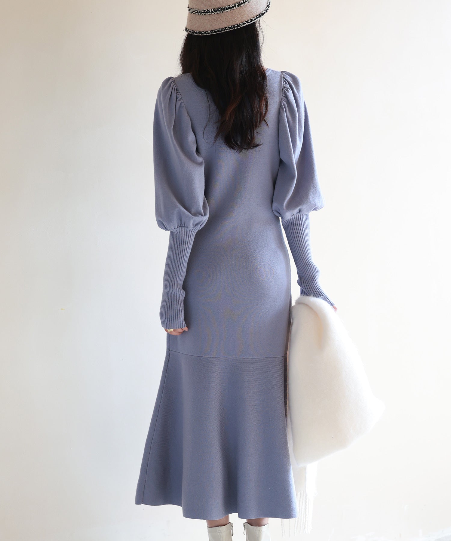 マトンスリーブニットミモレ丈ワンピースsdpxyf6521