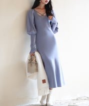 マトンスリーブニットミモレ丈ワンピースsdpxyf6521