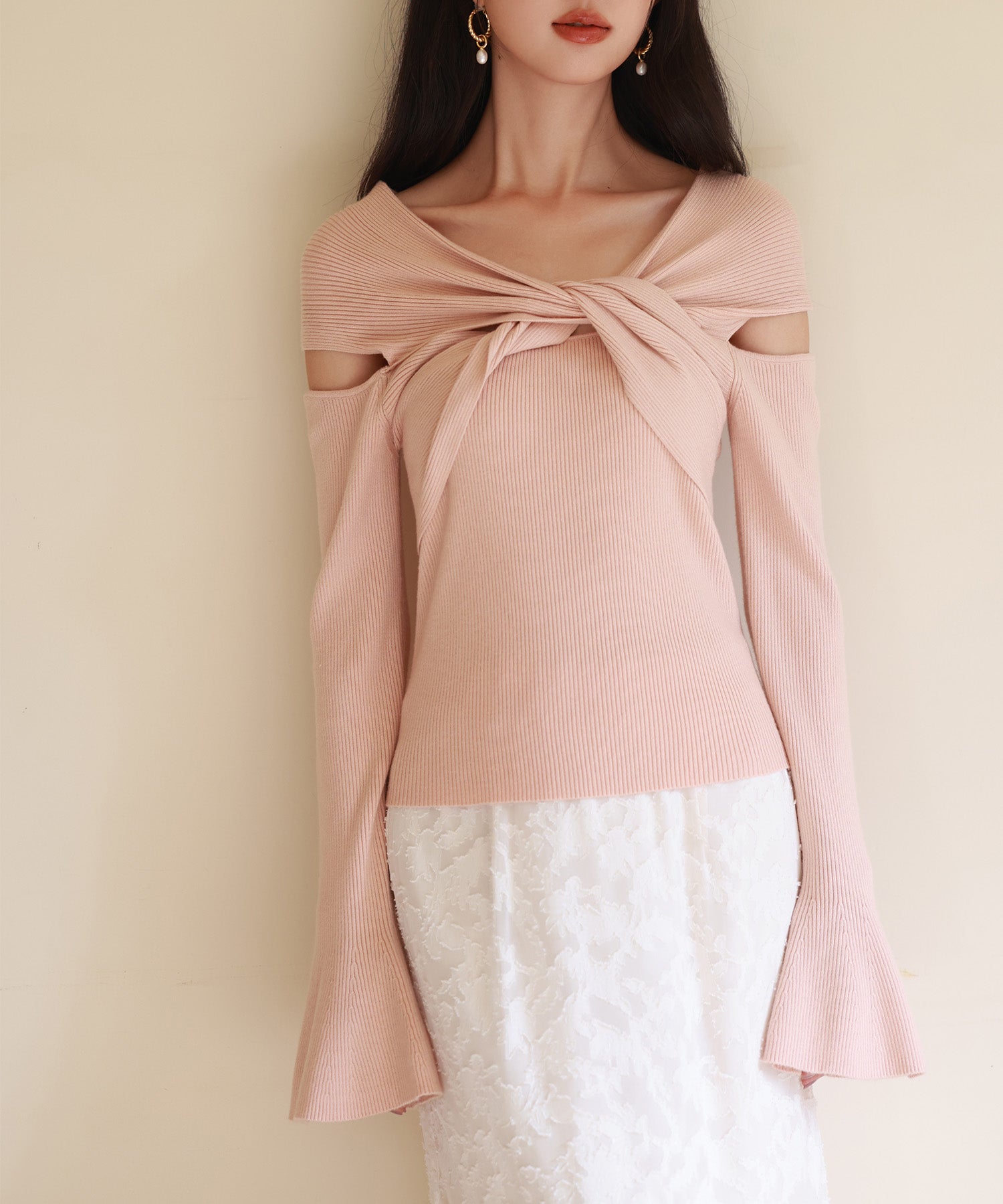 【2way着用】フレア袖口ニットプルオーバーsdpxyf6525-103-174