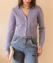 ビジューボタンニットカーディガンsdpxyf6529 パープル