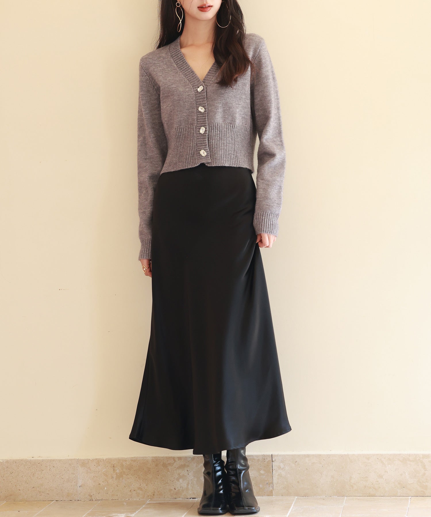 ビジューボタンニットカーディガンsdpxyf6529 グレー