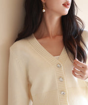 ビジューボタンニットカーディガンsdpxyf6529 アイボリー